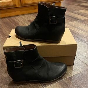 Dansko Leather Upper Black Ankle Booties with Buckle